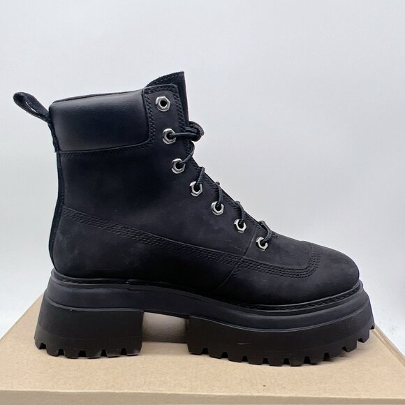 Timberland Sky 6 Inch Platform Lace Up Combat Boots A428J Black Leather US 8.5 - Picture 10 of 14